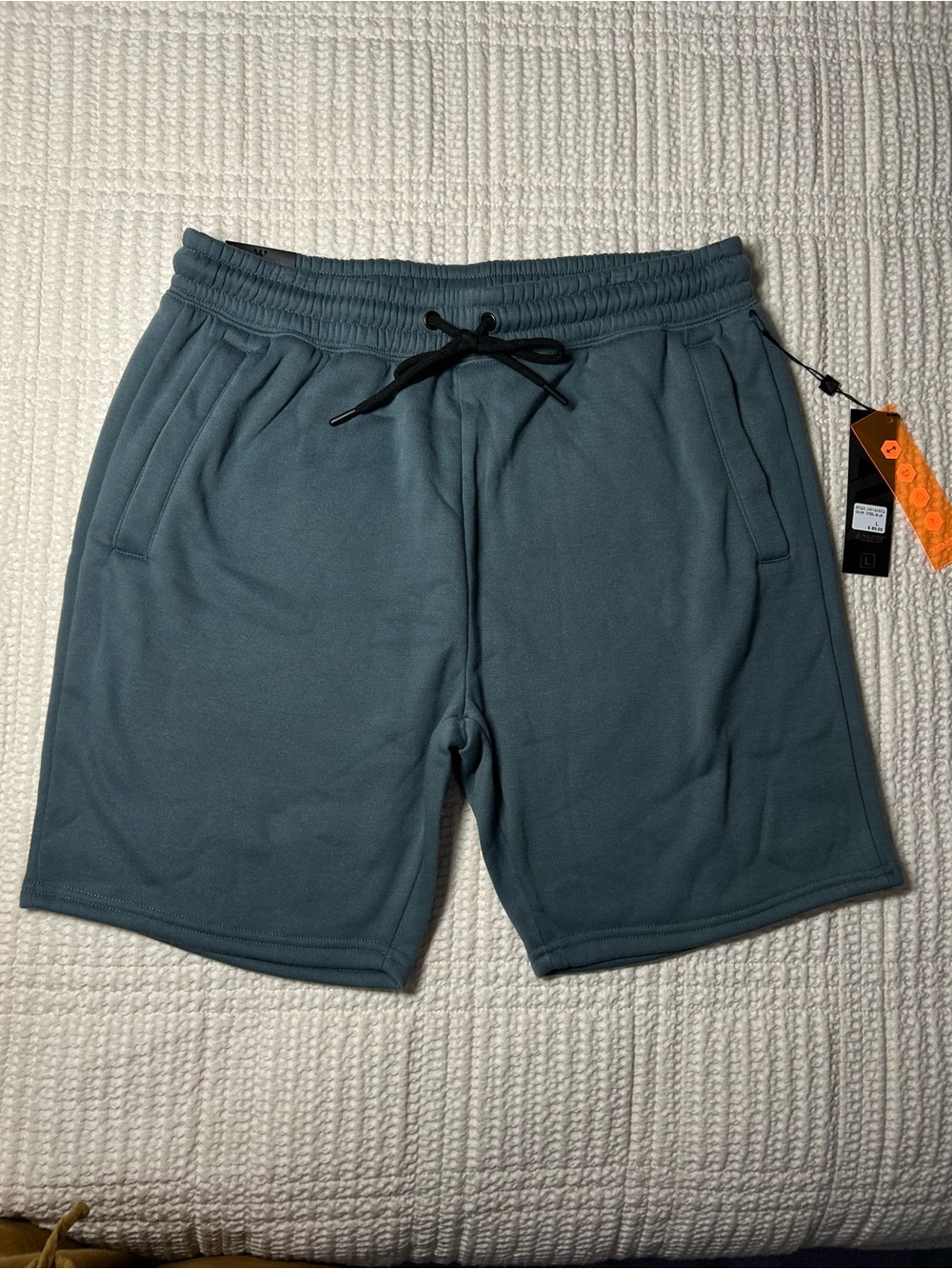 Men's Drawstring Fleece Shorts - Steel Blue Size L